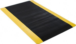 Wearwell 5 ft. Long x 3 ft. Wide x 1/2" Thick Dry Environment Medium Duty Anti-Fatigue Matting Ribbed Pattern, Black with Yellow Borders, Vinyl Surface with Vinyl Sponge Base, Beveled on 4 Sides 431.12X3X5BYL - 06561971