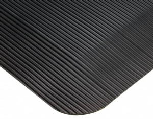 Wearwell 75 ft. Long x 3 ft. Wide x 1/2" Thick Dry Environment Medium Duty Anti-Fatigue Matting Ribbed Pattern, Black, Vinyl Surface with Vinyl Sponge Base, Beveled on 4 Sides 433.12X3X75BK - 75330431