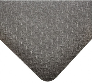 Wearwell 30 ft. Long x 3 ft. Wide x 15/16" Thick Dry Environment Heavy Duty Anti-Fatigue Matting Diamond-Plate Pattern, Black, Vinyl Surface with Nitrile Blend Base, Beveled on 4 Sides 416.1516X3X30BK - 91834721