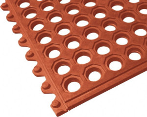 PRO-SAFE 3 ft. Long x 3 ft. Wide x 5/8" Thick, Anti-Fatigue Modular Matting Tiles Male, 1 Interlocking Side, Red, For Dry & Wet Areas 3907801013X3 - 77932846