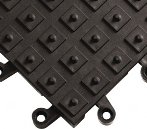 Wearwell 18" Long x 18" Wide x 7/8" Thick, Anti-Fatigue Modular Matting Solid Grid Male & Female, 4 Interlocking Sides, Black, For Dry Areas, Series 552 552.78X18X18BK - 62809785
