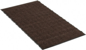 PRO-SAFE 5 ft. Long x 3 ft. Wide, Poly Blended Carpet Surface, Chevron Ribbed Entrance Matting 5/16" Thick, Indoor, Medium Traffic, Vinyl Base, Brown, 4 Edged Side 0143514083X5 - 88266291