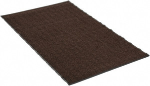 PRO-SAFE 6 ft. Long x 4 ft. Wide, Poly Blended Carpet Surface, Chevron Ribbed Entrance Matting 5/16" Thick, Indoor, Medium Traffic, Vinyl Base, Brown, 4 Edged Side 0143514084X6 - 88266317