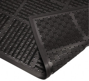 Wearwell 6 ft. Long x 3 ft. Wide, Natural Rubber Surface, Raised Bars & Scrapers (Reversible) Entrance Matting 7/16" Thick, Outdoor, Heavy Traffic, Natural Rubber Base, Black, Series 227 227.716X3X6BK - 73066961