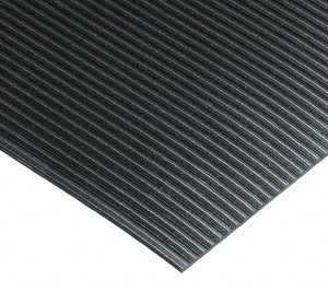 Wearwell 75 Ft. Long x 3 Ft. Wide x 3/8 Inch Thick, Vinyl, Ribbed Surface Switchboard Matting 40,000 V Max Dielectric Strength, 26,500 V Max Recommended Use, Black 702.38X3X75BK - 75330654