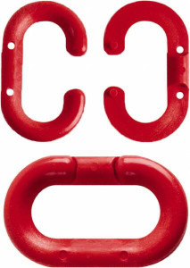 NMC Pack of (25) 1-1/2" High x 1/4" Long x 4" Wide Barrier Connecting Links Plastic, Uncoated, Red, Use with Plastic Chain PL15R - 37655974