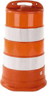 PRO-SAFE 40" High x 36" Wide Reflective Round Barrel High Density Polyethylene (HDPE), 10 Lbs, Orange 03-780-4HI - 37665932