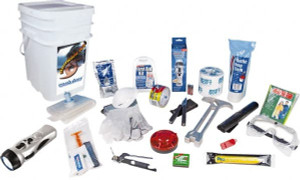 PRO-SAFE Hurricane Kit Includes Blankets, Food Bars, Goggles, Gloves, Flares, Water, Light Sticks, Batteries, Masks, Hygiene Kits, Ponchos, Radio, First Aid Kit, Tent MSCK4003-H - 32329419