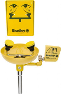 Bradley Wall Mount, Plastic Bowl, Eye & Face Wash Station 1/2" Inlet, 30 to 90 psi Flow, 3 GPM Flow Rate S19-220FW - 06523179