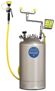 Bradley 10 Gallon, 0.4 GPM Flow Rate at 30 PSI, Pressurized with Drench Hose Stainless Steel, Portable Eye Wash Station 15 Min Duration, 25-1/4 Inch High S19-690 - 06523153