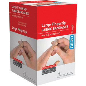AeroPlast Fabric 1 25-Piece 3" Long x 1-3/4" Wide Fingertip Bandage Cloth Bandage AFP450-I - 47994660