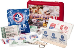 Medique 61 Piece, Multipurpose/Auto/Travel First Aid Kit 8" Wide x 2-1/2" Deep x 6" High, Plastic Case 40061 - 84693654