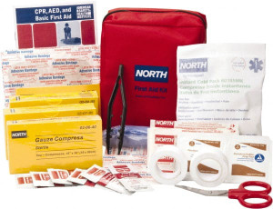 Honeywell North 61 Piece, 5 Person, Multipurpose/Auto/Travel First Aid Kit 5" Wide x 2-1/2" Deep x 5-1/2" High, Nylon Bag 018502-4220 - 85255909