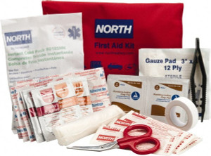 Honeywell North 39 Piece, 10 Person, Multipurpose/Auto/Travel First Aid Kit 4-1/2" Wide x 1-1/2" Deep x 7" High, Nylon Bag 018503-4219 - 85255917