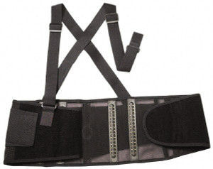 Ergodyne Size L, Hook & Loop, Spandex Belt with Adjustable Shoulder Straps 34 to 38" Waist, 8" Wide, Detachable Straps, Black 11604 - 00657783