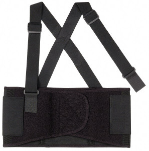 Ergodyne Size 3XL, Hook & Loop, Elastic Belt with Adjustable Shoulder Straps 46 to 52" Waist, 7-1/2" Wide, Detachable Straps, Black 11097 - 88506928