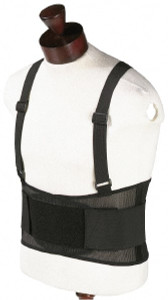 OccuNomix Size S, Hook & Loop, Polypropylene Mesh Belt with Adjustable Shoulder Straps 28 to 32" Waist, 8-1/4" Wide, Lumbar Support, Black 611-062 - 88117551