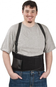 PRO-SAFE Size XL, Hook & Loop, Elastic Nylon Belt with Adjustable Shoulder Straps 58 to 68" Waist, 9" Wide, Black 7160-04P - 93399988