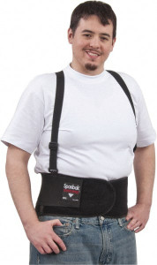 PRO-SAFE Size 2XL, Hook & Loop, Spandex Belt with Shoulder Straps 48 to 54" Waist, 8" Wide, Lumbar Support, Detachable Strap, Black 7190-05P - 93400034