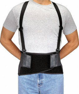 PRO-SAFE Size XS, Hook & Loop, Spandex Belt with Adjustable Shoulder Straps 28 to 32" Waist, 9" Wide, Detachable Strap, Black 7195-00P - 93400042