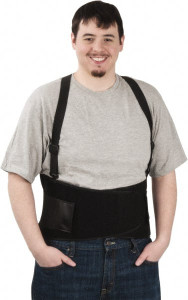 PRO-SAFE Size M, Hook & Loop, Spandex Belt with Adjustable Shoulder Straps 36 to 40" Waist, 9" Wide, Detachable Strap, Black 7195-02P - 93400067