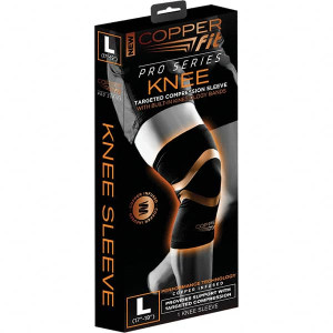 Copper Fit Knee Supports, Knee Style: Open, Style: Slip-On, Size: XX-Large, Fits Knee Size (Inch): 21 - 24, Material: 85% Polyester,15% Spandex, Color: Black CFPROKNXXL - 96714126