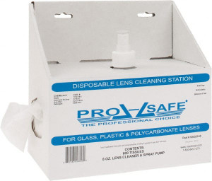 PRO-SAFE 6 Inch Wide x 3 Inch High x 5 Inch Deep, Cardboard Lens Cleaning Station 1 Pump, 8 Ounce Capacity Pump, 600 Towelettes, Disposable Station 1LC600M - 53433140