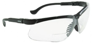 UVEX Magnifying Safety Glasses, Diopter Lens: +1.5, Lens Coating: Scratch Resistant, Frame Style: Framed, Frame Color: Black, Adjustable Temples: Yes, Lens Color Family: Black S3761 - 51502466