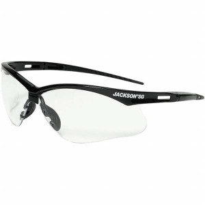 Jackson Safety Safety Glasses, Type: Safety, Lens Color Family: Clear, Lens Color: Clear, Lens Coating: Scratch Resistant, Frame Style: Framed, Frame Color Family: Black 50000 - 10068633