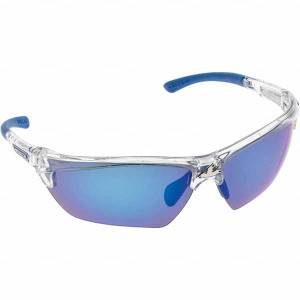 MCR Safety Blue Mirror Lenses, Framed Dual Lens Safety Glasses Anti-Reflective, Clear Polycarbonate Frame, Size Universal, Wrap Around DM1328BZ - 39027925