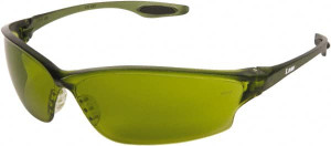 MCR Safety Green Lenses, Framed Welding Glasses Scratch Resistant, Size Universal, Wrap Around LW2120 - 52408325
