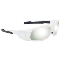 MCR Safety Silver Mirror Lenses, Framed Safety Glasses Scratch Resistant, White Polycarbonate Frame, Wrap Around SR127 - 62678552