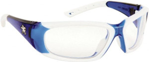 MCR Safety Clear Lenses, Framed Dual Lens Safety Glasses Anti-Fog, Scratch Resistant, Blue, White Polycarbonate/Thermoplastic Rubber Frame, Size Universal, Wrap Around FF320AF - 80898380