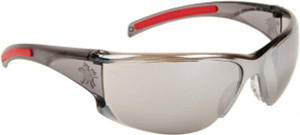 MCR Safety Silver Mirror Lenses, Frameless Safety Glasses Scratch Resistant, Smoke Thermoplastic Rubber Frame, Size Universal, Wrap Around HK117 - 80898455