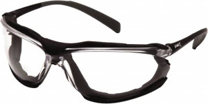 Pyramex Clear Lenses, Framed Safety Glasses Anti-Fog, Scratch Resistant, Black Polycarbonate/Thermoplastic Rubber Frame, Size Universal, Wrap Around SB9310ST - 54662598