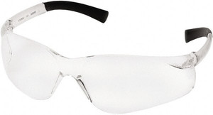 Pyramex Clear Lenses, Frameless Safety Glasses Scratch Resistant, Black Rubber Frame, Size Mini, Wrap Around S2510SN - 55615793