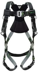 Honeywell Miller 400 Lb Capacity, Size Universal, Full Body Construction Safety Harness Polyester (Outer) & Webbing, Quick Connect Leg Strap, Quick Connect Chest Strap, Green/Black RDT-QC/UBK - 08496895
