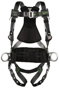 Honeywell Miller 400 Lb Capacity, Size Universal, Full Body Construction Safety Harness Polyester (Outer) & Webbing, Side D-Ring, Tongue Leg Strap, Quick Connect Chest Strap, Green/Black RDT-TB-DP/UBK - 41815655