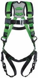 Honeywell Miller 400 Lb Capacity, Size Universal, Full Body Construction Safety Harness Webbing, Mating Leg Strap, Mating Chest Strap, Black/Green R10CN-MB/UGN - 64302953
