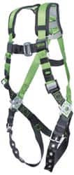 Honeywell Miller 400 Lb Capacity, Size Universal, Full Body Construction Safety Harness Webbing, Tongue Leg Strap, Mating Chest Strap, Black/Green R10CN-TB/UGN - 64302979