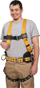 Honeywell Miller 400 Lb Capacity, Size Universal, Full Body Construction Safety Harness Polyester, Side D-Ring, Tongue Leg Strap, Mating Chest Strap, Yellow/Black T4577/UAK - 78239118