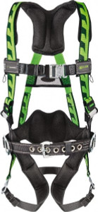 Honeywell Miller 400 Lb Capacity, Size Universal, Full Body AirCore Construction Safety Harness Polyester, Side D-Ring, Quick Connect Leg Strap, Quick Connect Chest Strap, Black/Green AC-QC-BDP/UGN - 80890494