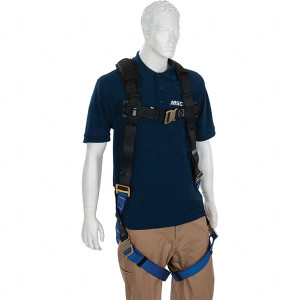 PRO-SAFE 310 Lb Capacity, Size X-Large, Full Body Quick-Connect Harness Polyester, Quick-Connect Leg Straps, Tongue Buckle Chest Strap, Gray/Blue, Airflow Backpad, AntiTangle Strap & Back D Ring PS-HQC-40 - 31048879