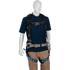 PRO-SAFE 310 Lb Capacity, Size X-Large, Full Body Construction Harness Polyester, Tongue Buckle Leg Straps, Tongue Buckle Chest Strap, Gray/Blue, AntiTangle Strap & Back D Ring PS-HTB-50 - 31048887