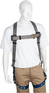 PRO-SAFE 350 Lb Capacity, Size XXL, Full Body Premium Tongue Buckle Safety Harness Polyester, Tongue Buckle Leg Strap, Pass-Thru Chest Strap, Gray/Blue PS-HTB-12 - 62846522