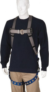 PRO-SAFE 350 Lb Capacity, Size Universal, Full Body Premium Tongue Buckle Safety Harness Polyester, Tongue Buckle Leg Strap, Pass-Thru Chest Strap, Gray/Blue PS-HTB-10 - 62846548