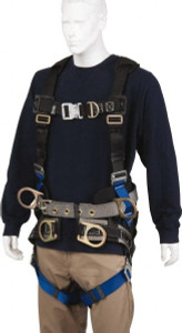 PRO-SAFE 350 Lb Capacity, Size XL, Full Body Construction Safety Harness Polyester, Front D-Ring, Side D-Ring, Quick Connect Leg Strap, Quick Connect Chest Strap, Black/Blue PS-HCLB-Q5 - 62846571