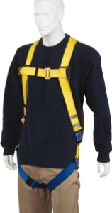 PRO-SAFE 310 Lb Capacity, Size Universal, Full Body Lightweight Safety Harness Polyester, Pass-Thru Leg Strap, Pass-Thru Chest Strap, Yellow/Blue PS-HAR-001 - 62846605