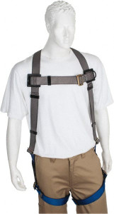 PRO-SAFE 350 Lb Capacity, Size XXL, Full Body Premium Quick Connect Safety Harness Polyester, Pass-Thru Leg Strap, Pass-Thru Chest Strap, Gray/Blue PS-HPT-12 - 62846860