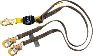 DBI-SALA Lanyards & Lifelines, Type: Shock Absorbing Lanyard, Length (Feet): 6.00, Capacity (Lb.): 310, Number of Legs: 2, Harness Connection: Locking Snap Hook, Anchorage Connection: Tie-Back Snap Hook 1246080 - 54849443